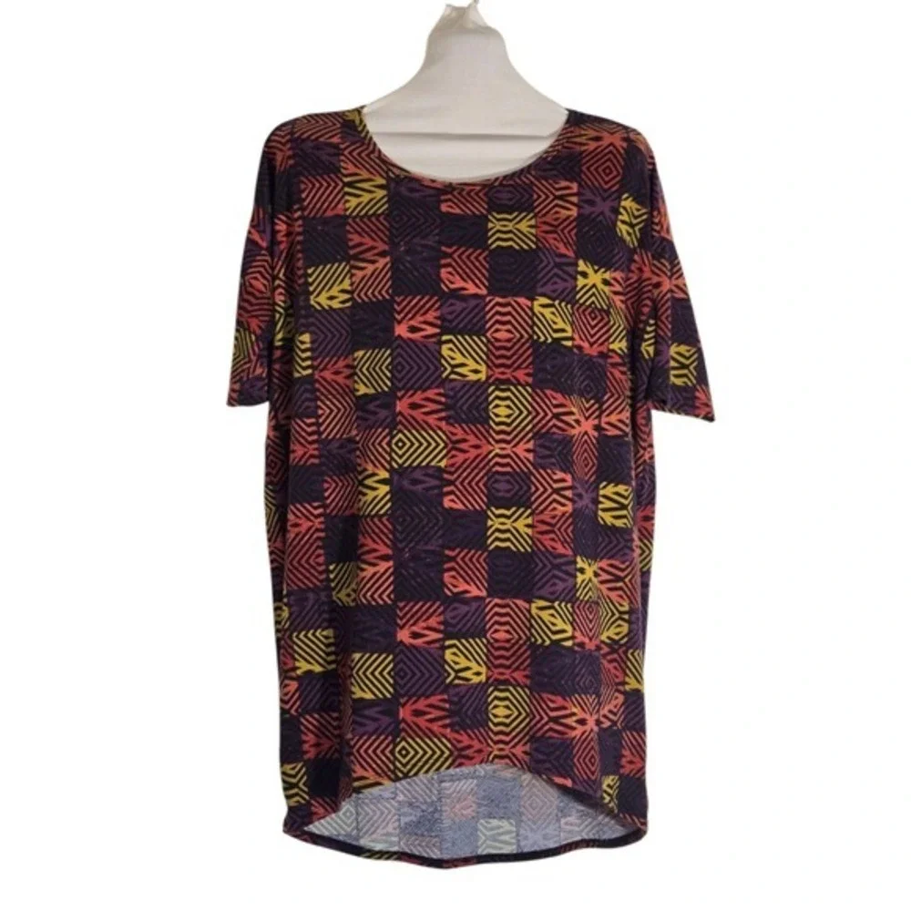 LuLaRoe Irma‎ Tunic Shirt Womens XXS Multicolor Abstract Stretch Comfort Top NEW